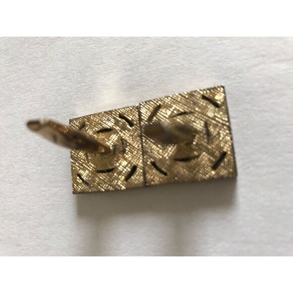 Vintage 1950's Square Cufflinks With Green Inlaid Gold Edges Stamped Sterling - Picture 5 of 10
